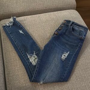 Women's Blue Distressed Jeans